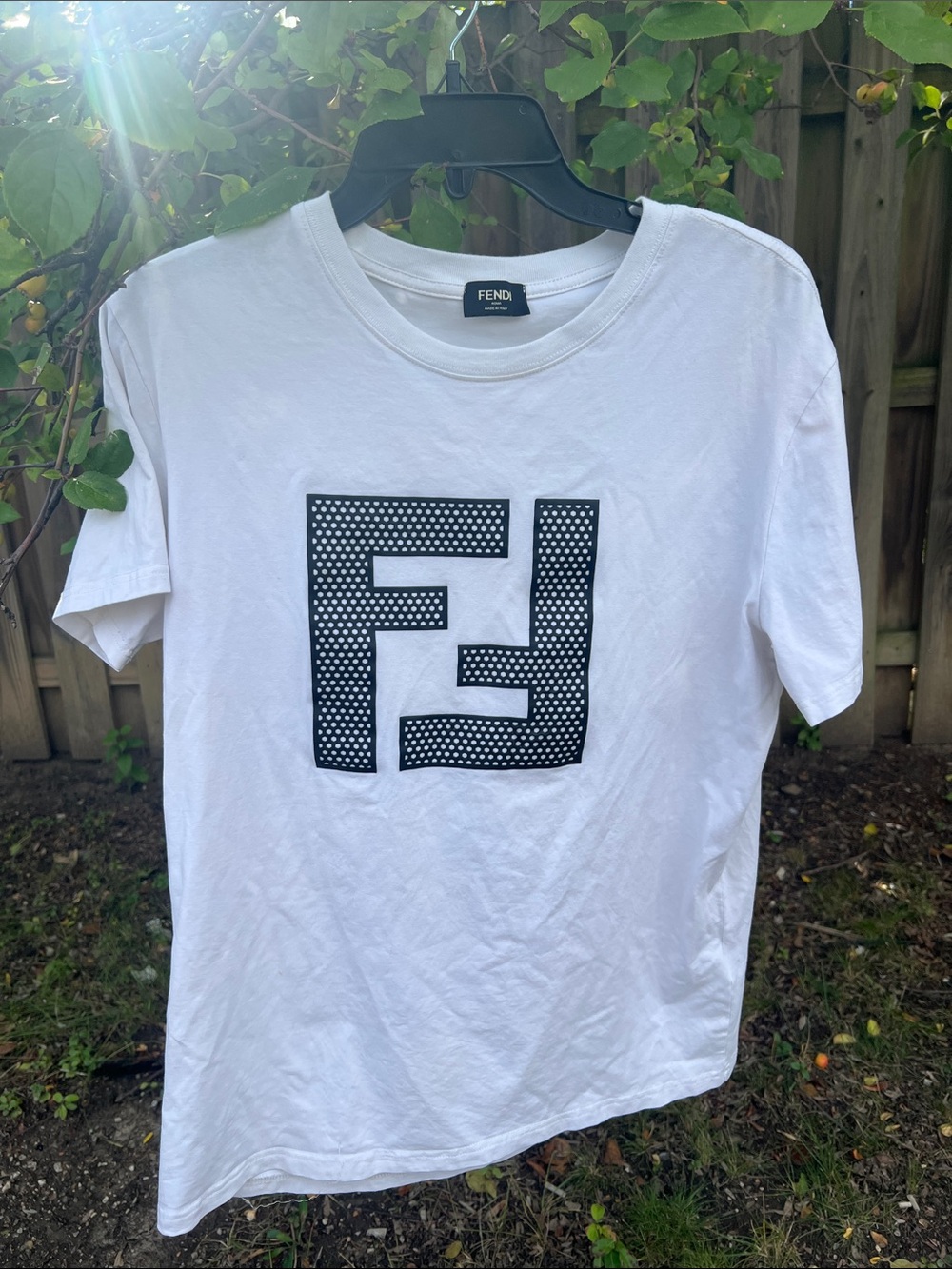 Fendi White Short-Sleeve Logo Tee with Black Graphic xl